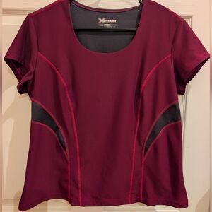 Xersion Women's Maroon and Black Short Sleeve Tee